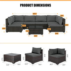 Ensemble de salon de jardin 7 pièces en rotin tressé Patio Watcher Morden, idéal pour la cour arrière