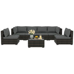 Ensemble de salon de jardin 7 pièces en rotin tressé Patio Watcher Morden, idéal pour la cour arrière