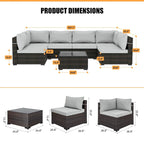 Ensemble de salon de jardin 7 pièces en rotin tressé Patio Watcher Morden, idéal pour la cour arrière