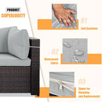 Ensemble de salon de jardin 7 pièces en rotin tressé Patio Watcher Morden, idéal pour la cour arrière