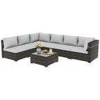 Ensemble de salon de jardin 7 pièces en rotin tressé Patio Watcher Morden, idéal pour la cour arrière