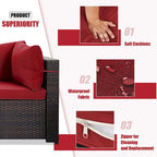 Ensemble de salon de jardin 7 pièces en rotin tressé Patio Watcher Morden, idéal pour la cour arrière