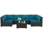 Ensemble de salon de jardin 7 pièces en rotin tressé Patio Watcher Morden, idéal pour la cour arrière