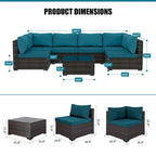 Ensemble de salon de jardin 7 pièces en rotin tressé Patio Watcher Morden, idéal pour la cour arrière