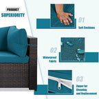 Ensemble de salon de jardin 7 pièces en rotin tressé Patio Watcher Morden, idéal pour la cour arrière