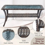 Canapé d'extérieur pivotant 4 pièces avec table - Marron