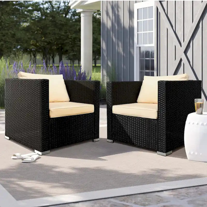 Chaise de patio extérieure Vrakae 2 pièces en rotin tressé