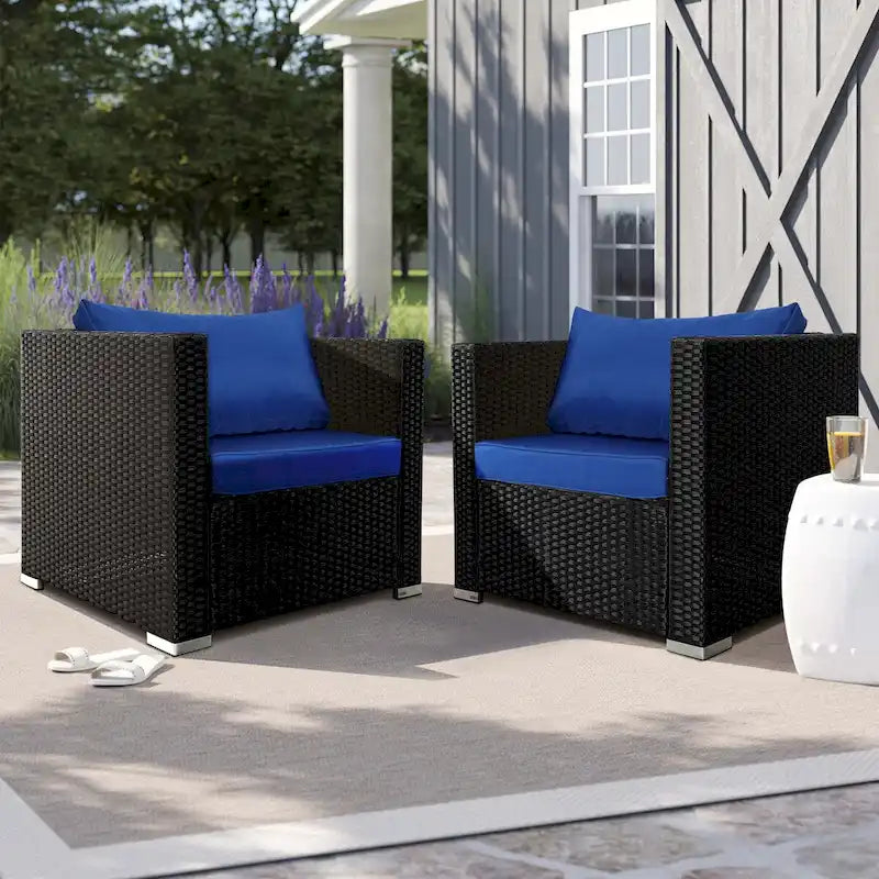 Chaise de patio extérieure Vrakae 2 pièces en rotin tressé