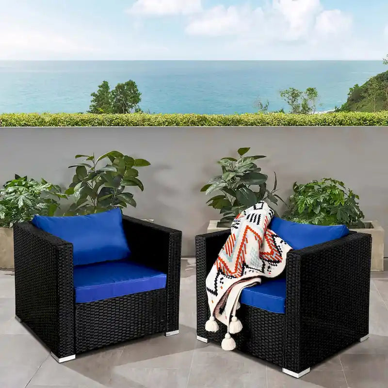 Chaise de patio extérieure Vrakae 2 pièces en rotin tressé