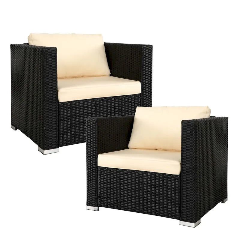 Chaise de patio extérieure Vrakae 2 pièces en rotin tressé