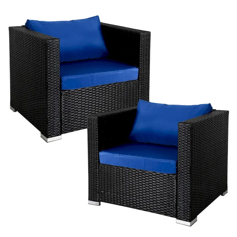 Chaise de patio extérieure Vrakae 2 pièces en rotin tressé