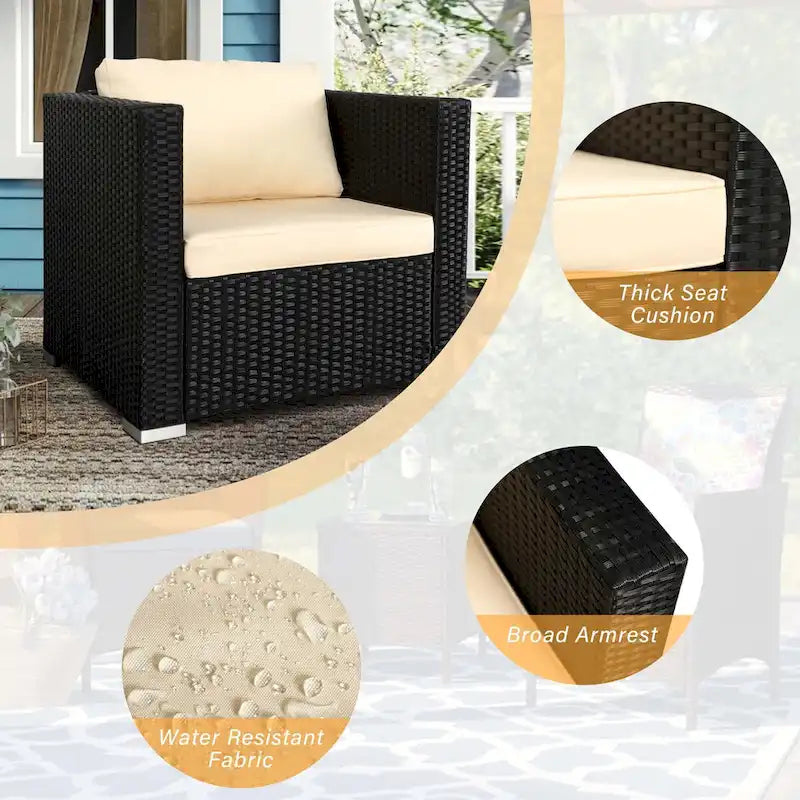 Chaise de patio extérieure Vrakae 2 pièces en rotin tressé