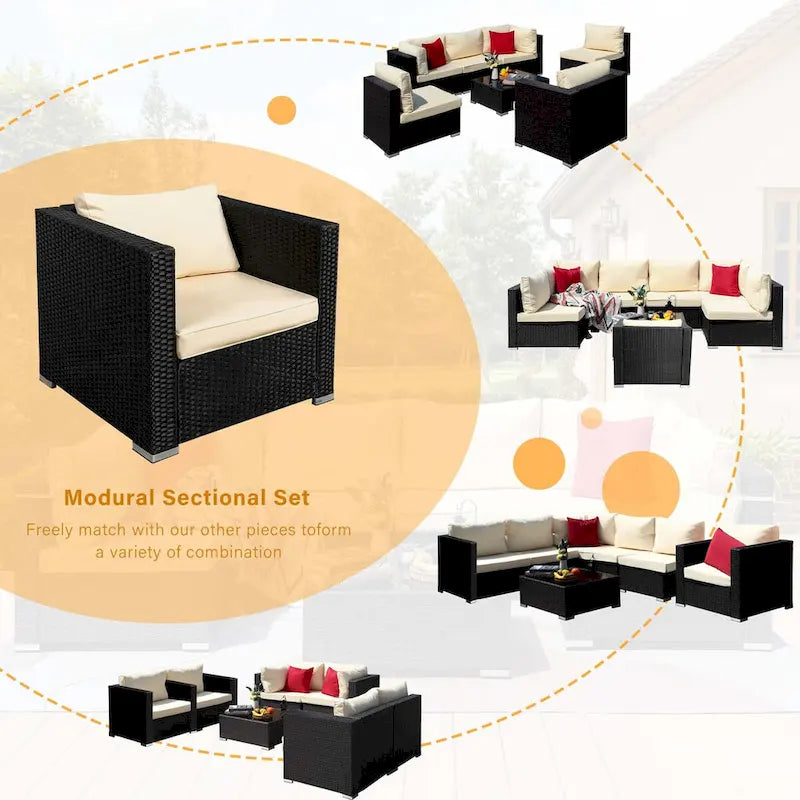 Chaise de patio extérieure Vrakae 2 pièces en rotin tressé