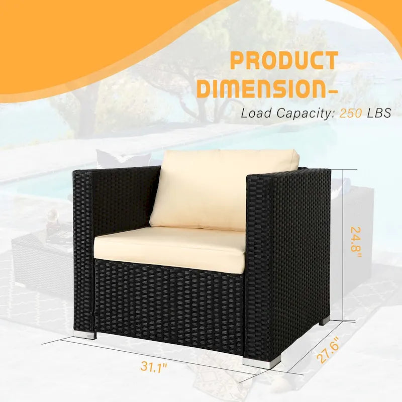 Chaise de patio extérieure Vrakae 2 pièces en rotin tressé