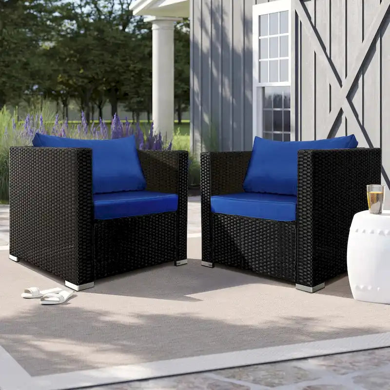 Chaise de patio extérieure Vrakae 2 pièces en rotin tressé