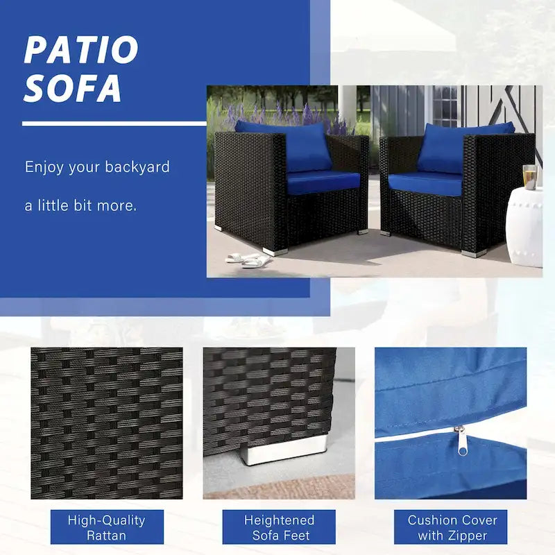 Chaise de patio extérieure Vrakae 2 pièces en rotin tressé