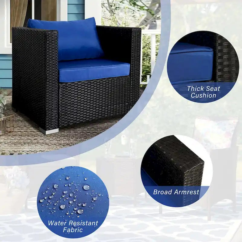 Chaise de patio extérieure Vrakae 2 pièces en rotin tressé