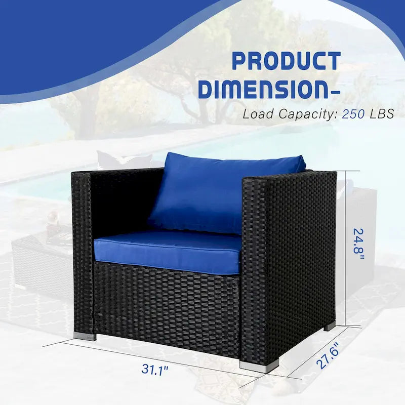 Chaise de patio extérieure Vrakae 2 pièces en rotin tressé