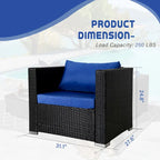 Chaise de patio extérieure Vrakae 2 pièces en rotin tressé