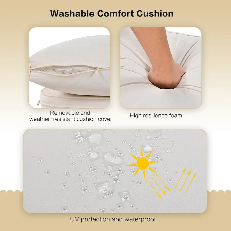 Ensemble de patio 4 pièces de style moderne du milieu du siècle : canapé deux places, chaises et table en bois d’acacia