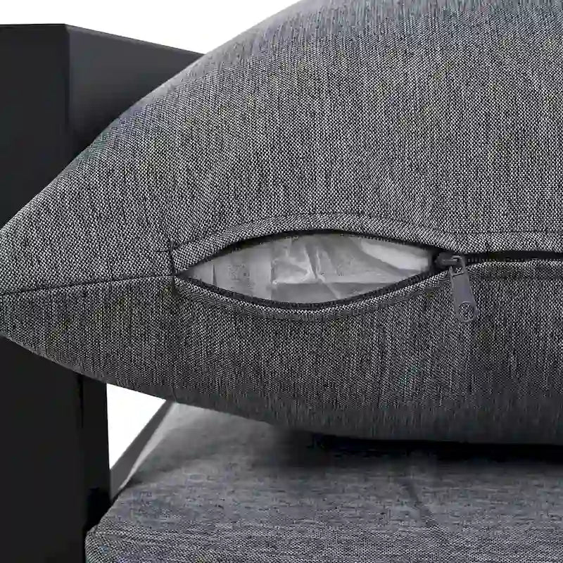 Ensemble de canapé d'extérieur en acier en forme de U, 4 pièces, pour plusieurs personnes, avec table basse et coussins.