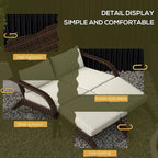 Fauteuil Adirondack Outsunny en osier pour 2 personnes avec coussins et repose-pieds, fauteuil de foyer en rotin PE