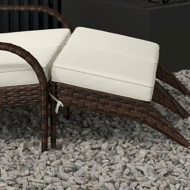 Fauteuil Adirondack Outsunny en osier pour 2 personnes avec coussins et repose-pieds, fauteuil de foyer en rotin PE