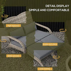 Fauteuil Adirondack Outsunny en osier pour 2 personnes avec coussins et repose-pieds, fauteuil de foyer en rotin PE