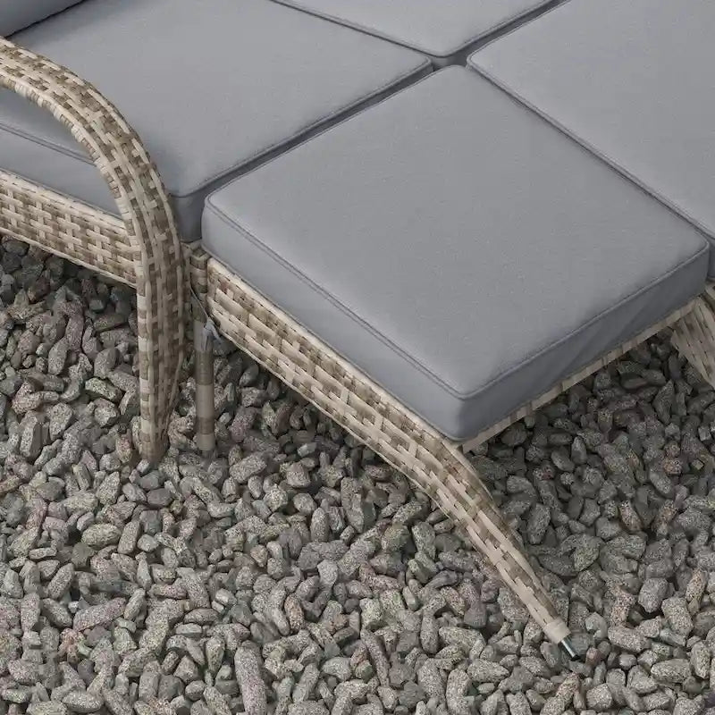 Fauteuil Adirondack Outsunny en osier pour 2 personnes avec coussins et repose-pieds, fauteuil de foyer en rotin PE