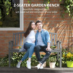 Banc de jardin extérieur en métal de 46 pouces avec accoudoirs, dossier inclinable et lattes imitation bois