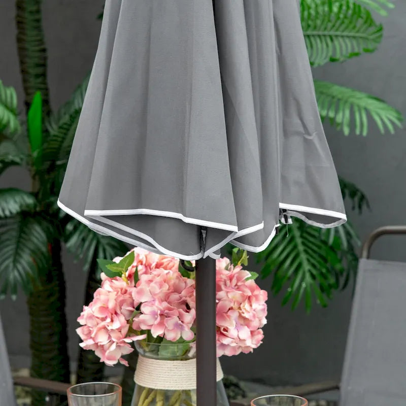 Ensemble de salle à manger d'extérieur 6 pièces pour 4 personnes avec parasol, table et chaises d'extérieur, 4 chaises pliantes et table ronde en verre