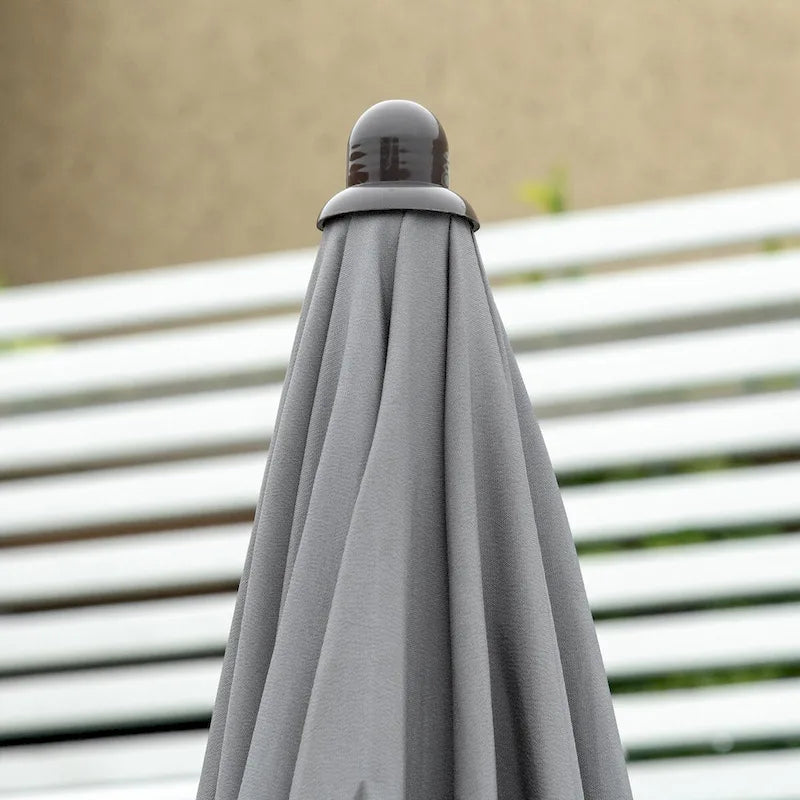 Ensemble de salle à manger d'extérieur 6 pièces pour 4 personnes avec parasol, table et chaises d'extérieur, 4 chaises pliantes et table ronde en verre