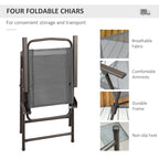 Ensemble de salle à manger d'extérieur 6 pièces pour 4 personnes avec parasol, table et chaises d'extérieur, 4 chaises pliantes et table ronde en verre
