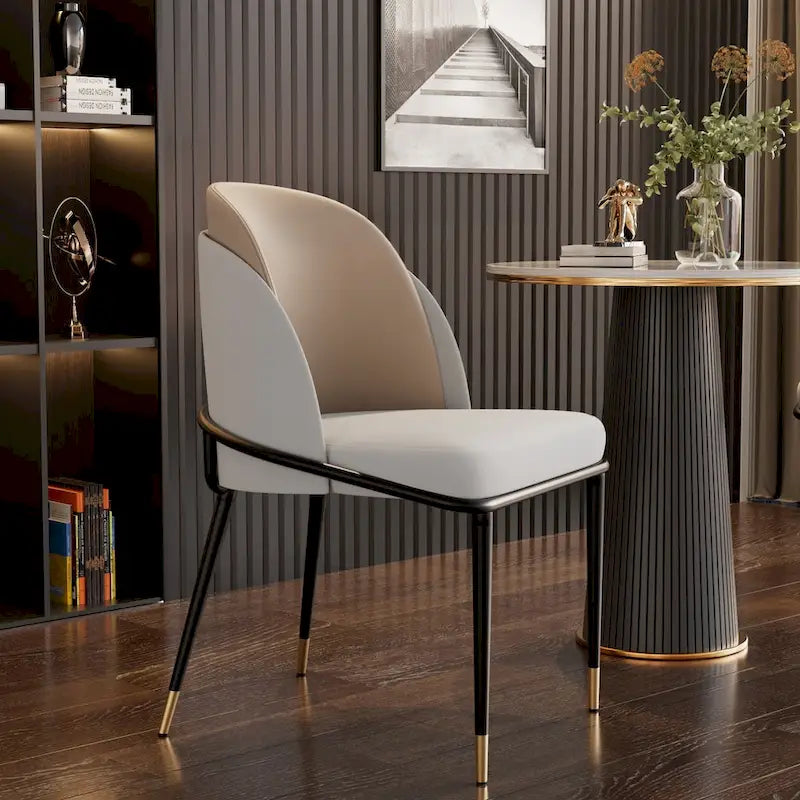 Set of 2 Microfiber Leather Upholstered Dining Chairs with Metal Legs - 20x21x32