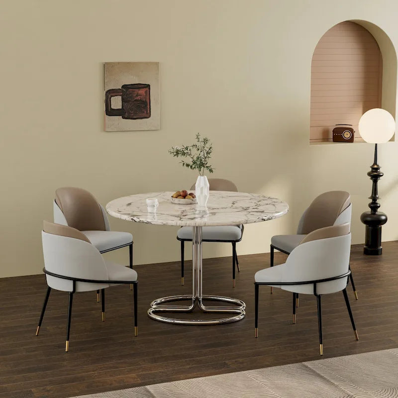 Ensemble de 2 chaises de salle à manger rembourrées en similicuir avec pieds en métal - 20 x 21 x 32