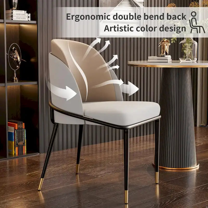 Ensemble de 2 chaises de salle à manger rembourrées en similicuir avec pieds en métal - 20 x 21 x 32
