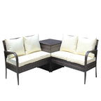 3-Piece Wicker Patio Conversation Set with Beige Cushion