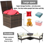 Ensemble de conversation de patio en osier 3 pièces avec coussin beige