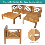 Ensemble de canapés d'angle 5 pièces en bois avec coussins pour terrasse et jardin