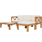 Ensemble de canapés d'angle 5 pièces en bois avec coussins pour terrasse et jardin