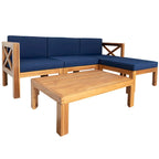 Ensemble de canapés d'angle 5 pièces en bois avec coussins pour terrasse et jardin