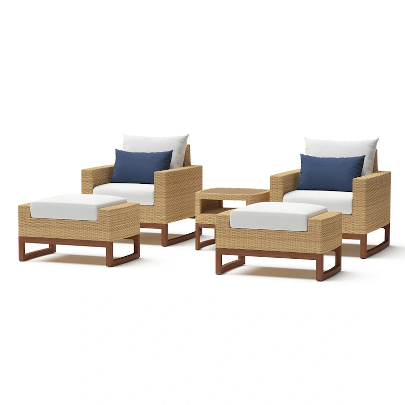 Ensemble de fauteuil club et repose-pieds d'extérieur Mili Sunbrella 5 pièces