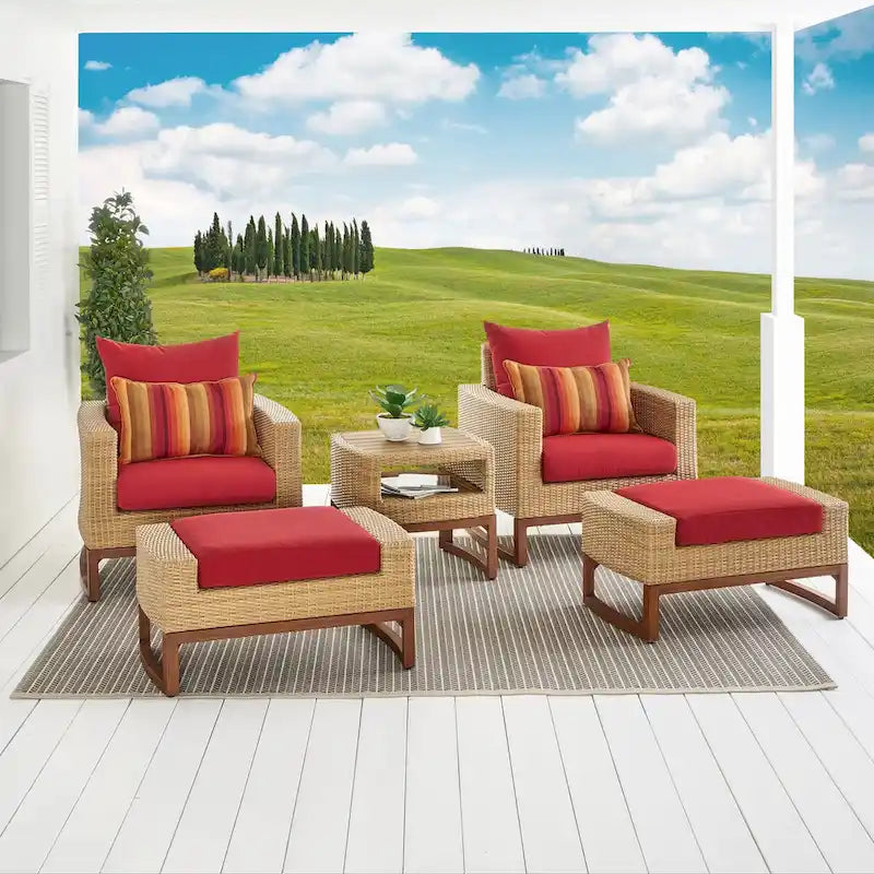 Ensemble de fauteuil club et repose-pieds d'extérieur Mili Sunbrella 5 pièces