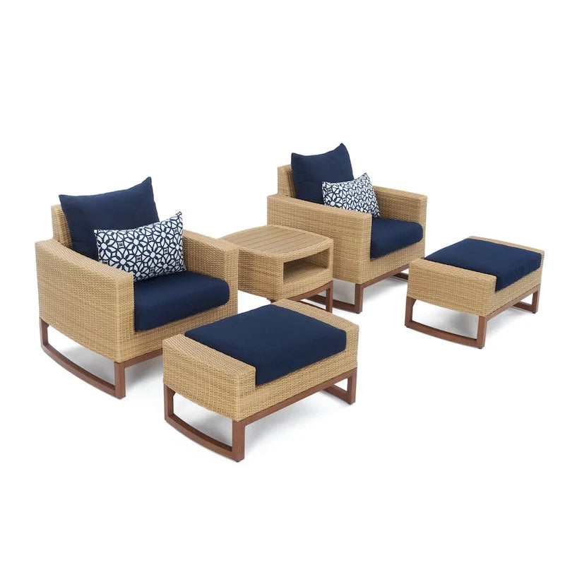 Ensemble de fauteuil club et repose-pieds d'extérieur Mili Sunbrella 5 pièces