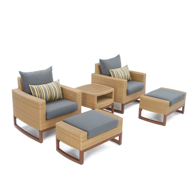 Ensemble de fauteuil club et repose-pieds d'extérieur Mili Sunbrella 5 pièces