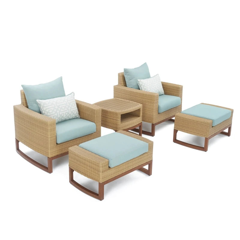 Ensemble de fauteuil club et repose-pieds d'extérieur Mili Sunbrella 5 pièces