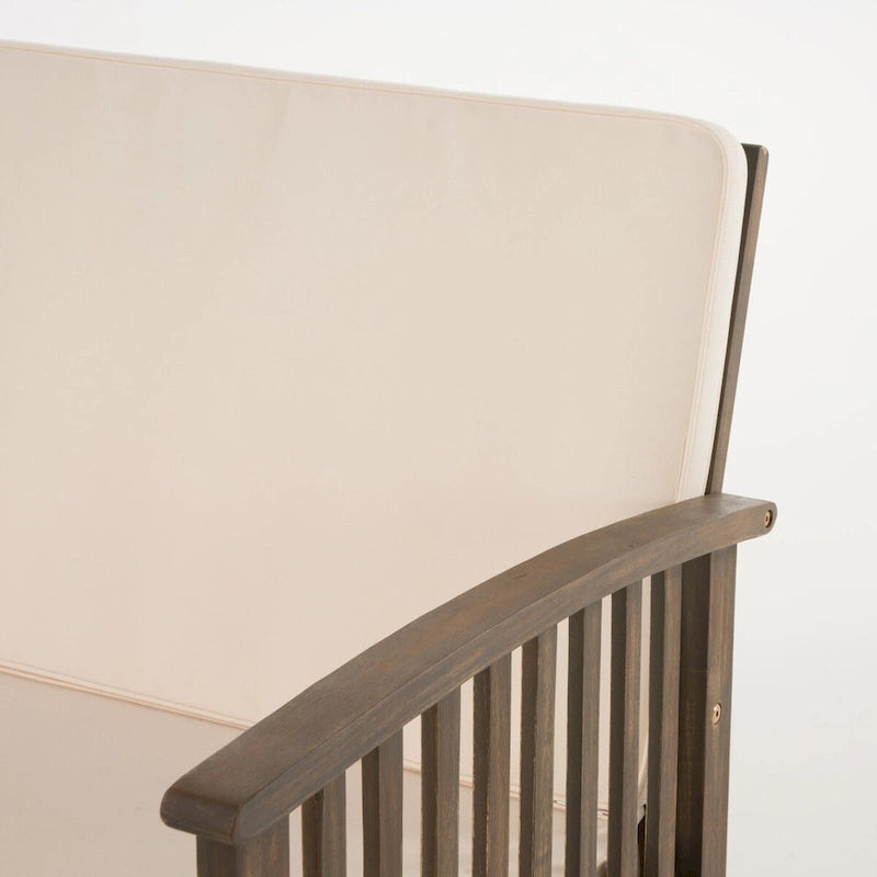 Ensemble de conversation de patio en bois 4 pièces avec table et coussins en bois d'acacia