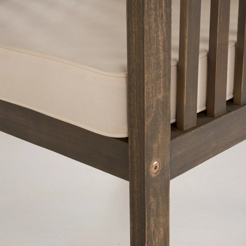 Ensemble de conversation de patio en bois 4 pièces avec table et coussins en bois d'acacia