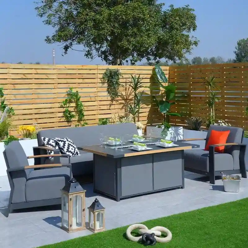 Ensemble de conversation de patio en acrylique 4 pièces avec table foyer et barbecue