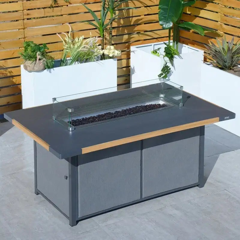 Ensemble de conversation de patio en acrylique 4 pièces avec table foyer et barbecue